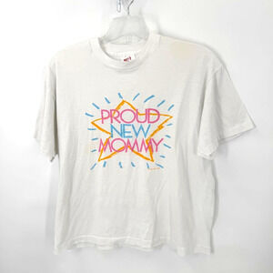 Vintage 90s Proud New Mommy Graphic T Shirt Mens XL Made USA Novelty Tee